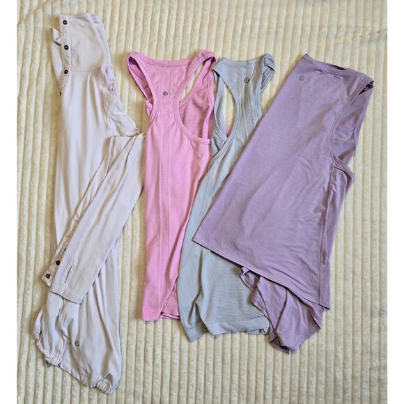 Lot of 4 Lululemon Tops: 3 tank tops 1 long sleeve Size 10 Swifty Tech - Picture 1 of 15